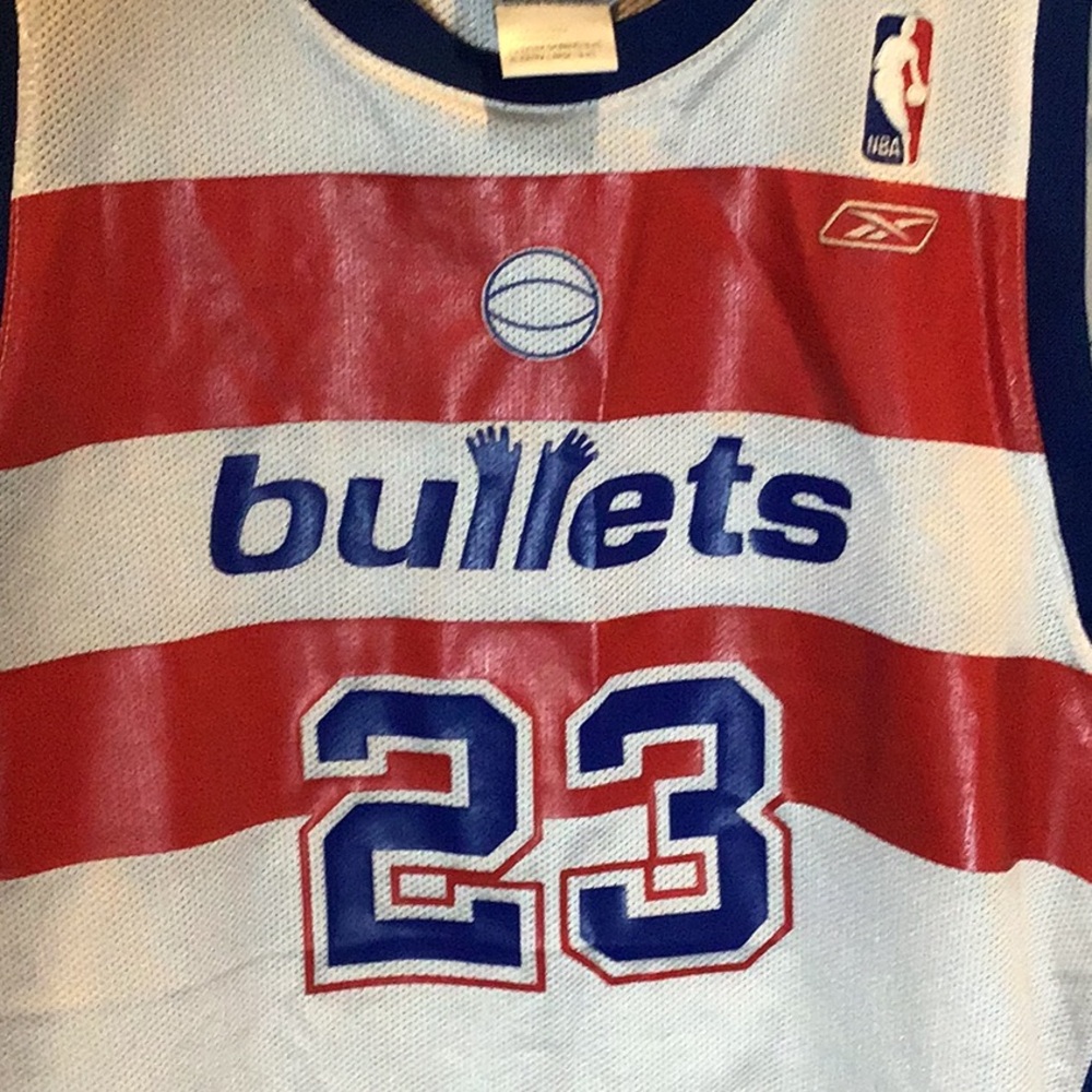 RARE! Reebok White Blue Red Jordan #23 Kids Basketball Jersey - Picture 4 of 9